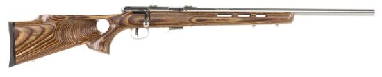 Picture of Savage Arms 96200 93R17 Btvss 17 Hmr Caliber With 5+1 Capacity, 21" Barrel, Satin Stainless Metal Finish, Fixed Thumbhole Natural Brown Laminate Stock & Accutrigger Right Hand (Full Size) 