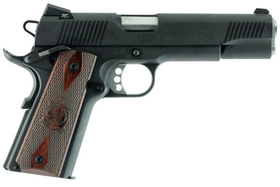 Picture of Springfield Armory Px9109lca 1911 Loaded *Ca Compliant 45 Acp 7+1, 5" Stainless Match Grade Barrel, Black Parkerized Serrated Carbon Steel Slide & Frame W/Beavertail, Crossed Cannon Cocobolo Grip 