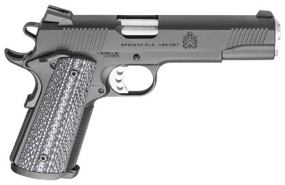 Picture of Springfield Armory Pc9108lca18 1911 Trp *Ca Compliant 45 Acp 7+1, 5" Match Grade Stainless Steel Barrel, Black Cerakote Serrated Carbon Steel Slide &^ Frame W/Beavertail, Black G10 Grip 