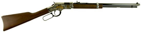 Picture of Henry H004sat Golden Boy 2Nd Amendment Tribute 22 Short,Long,Lr 16 Lr/21 Short 20" Nickel Plated American Walnut Right Hand 