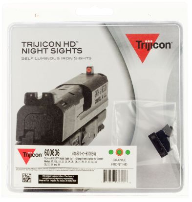 Picture of Trijicon 600836 Hd Xr Night Sights- Glock Standard Frames Black | Green Tritium Orange Outline Front Sight Green Tritium Black Outline Rear Sight 