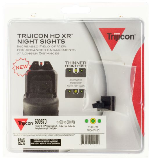 Picture of Trijicon 600870 Hd Xr Night Sights- Springfield Xd, Xd-M, Xd-Mod.2 Black | Green Tritium Yellow Outline Front Sight Green Tritium Black Outline Rear Sight 