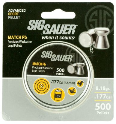 Picture of Sig Sauer Airguns Airammomatchpb177500 Match 177 Lead Flat Nose 500 Per Tin 