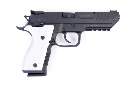 Picture of Arex Rex Alpha 9 9Mm Black With White Aluminum Grips Semi-Automatic 20 Round Pistol