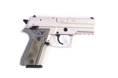 Picture of Arex Rex Zero 1Cp-06G1 Silver With Hogue Checkered Green Grips 9Mm 15 Round Pistol