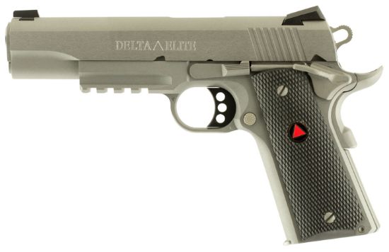 Picture of Colt Mfg O2020rg Delta Elite 10Mm Auto 8+1 5" Steel Barrel, Stainless Steel Serrated Slide & Frame W/Picatinny Rail, Black Polymer W/Delta Medallions Grips, Ambidextrous 