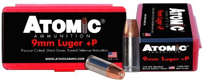Picture of Atomic Ammunition 00454 Pistol Precision Craft 9Mm Luger +P 124 Gr Bonded Match Hollow Point 20 Per Box/ 10 Case 