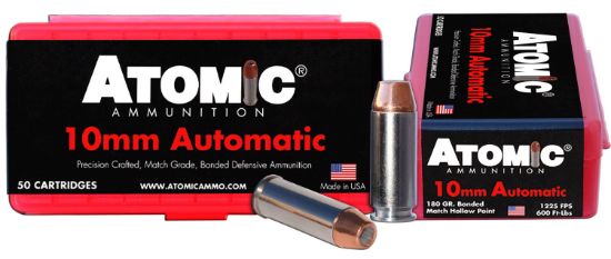 Picture of Atomic Ammunition 00432 Pistol Precision Craft 10Mm Auto 180 Gr Bonded Match Hollow Point 50 Per Box/ 10 Case 