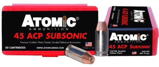 Picture of Atomic Ammunition 00439 Pistol Subsonic 45 Acp 250 Gr Bonded Match Hollow Point 50 Per Box/ 10 Case 