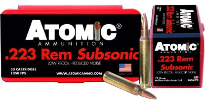 Picture of Atomic Ammunition 00429 Rifle Subsonic 223 Rem 77 Gr Hollow Point Boat Tail 50 Per Box/ 10 Case 