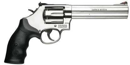 Picture of Smith & Wesson 164224 Model 686 357 Mag Or 38 S&W Spl +P Stainless Steel 6" Barrel & 6Rd Cylinder, Satin Stainless Steel L-Frame, Red Ramp Front/Adjustable White Outline Rear Sights Internal Lock 