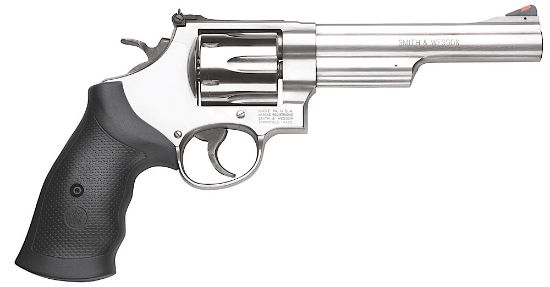 Picture of Smith & Wesson 163606 Model 629 44 Rem Mag Or 44 S&W Spl Stainless Steel 6" Barrel & 6Rd Cylinder, Satin Stainless Steel N-Frame, Red Ramp Front/White Outline Rear Sights 