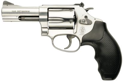 Picture of Smith & Wesson 162430 Model 60 357 Mag Or 38 S&W Spl +P 5 Shot 3" Stainless Steel Barrel/Cylinder, Satin Stainless Steel J-Frame, Exposed Hammer, Polymer Grip 