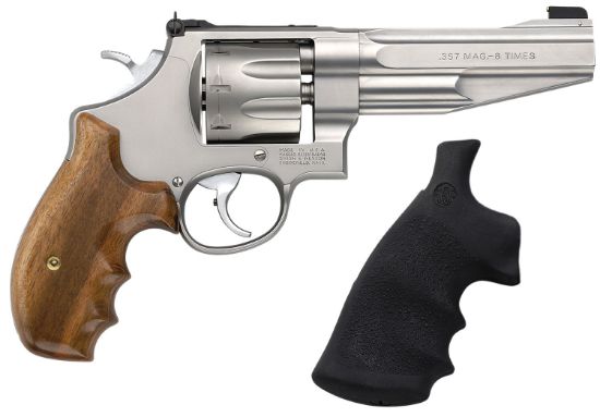 Picture of Smith & Wesson 170210 Performance Center Model 627 357 Mag 8Rd 5" Stainless Steel Barrel & Cylinder Matte Silver Stainless Steel Frame With Wood Grip Includes Synthetic Grip 