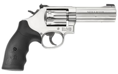 Picture of Smith & Wesson 160584 Model 617 22 Lr Stainless Steel 4" Barrel & 10Rd Cylinder, Satin Stainless Steel K-Frame, Black Polymer Grip,Internal Lock 