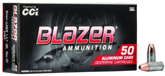 Picture of Cci 3462 Blazer Clean-Fire Handgun 9Mm Luger 147 Gr Total Metal Jacket 50 Per Box/ 20 Case 