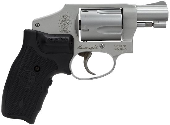 Picture of Smith & Wesson 163811 Model 642 Airweight 38 Special + P 5 Shot 1.88" Stainless Steel Barrel/Cylinder, Matte Silver Aluminum Alloy J-Frame, Includes Crimson Trace Lg-305 Lasergrip 