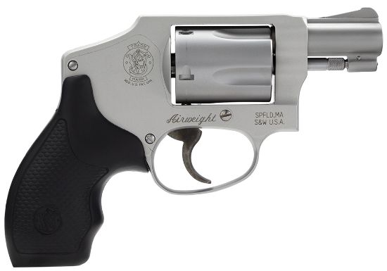 Picture of Smith & Wesson 163810 Model 642 Airweight 38 S&W Spl +P 5 Shot 1.88 Stainless Steel Barrel/Cylinder, Matte Silver Aluminum Alloy J-Frame, Polymer Grip, Internal Lock 