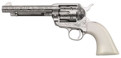 Picture of Taylors & Company 200060 1873 Cattle Brand 357 Mag Caliber With 5.50" Barrel, 6Rd Capacity Cylinder, Overall Nickel-Plated Engraved Finish Steel & Ivory Synthetic Grip 