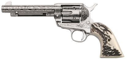 Picture of Taylors & Company Og1407 1873 Cattle Brand 357 Mag 6Rd 5.50" Nickel Engraved Imitation Stag Grip 