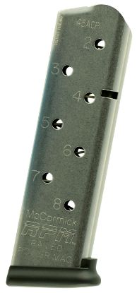 Picture of Cmc Products 17130 Power Mag Railed 8Rd 45 Acp Fits 1911 Government Stainless Steel W/ Black Base Pad 