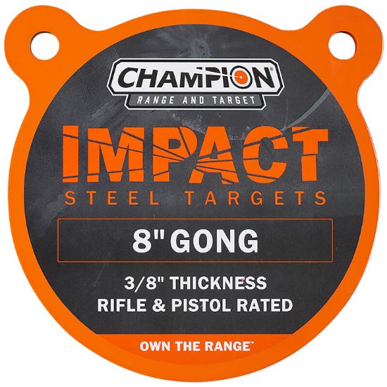 Picture of Champion Targets 44903 Center Mass Gong 8" Rifle Gray Ar500 Steel Gong 0.38" Thick Hanging 