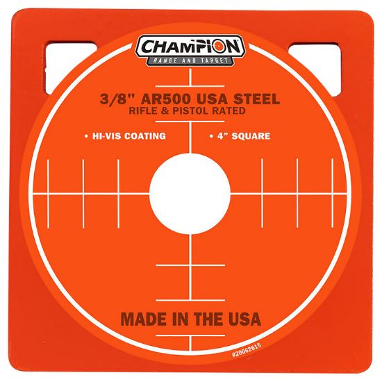 Picture of Champion Targets 44904 Center Mass 4" Rifle Gray Ar500 Steel Square 0.38" Thick Hanging 