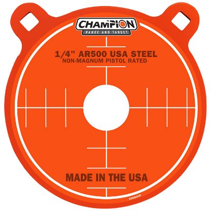 Picture of Champion Targets 44910 Center Mass Gong 8" Pistol Gray Ar500 Steel Gong 0.25" Thick Hanging 