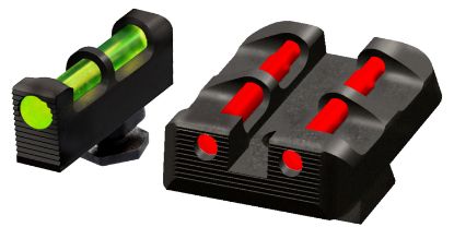 Picture of Hiviz Glt178 Target Sight Set Green Fiber Optic Front/Red Fiber Optic Rear/Black Frame Compatible W/ All Glock 9Mm/40 S&W/357 Sig, Except 42/43/43X/48 Front Post/Rear Dovetail Mount 