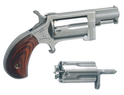 Picture of North American Arms Swc Sidewinder 22 Lr Or 22 Wmr Caliber With 1.50" Barrel, 5Rd Capacity Cylinder, Overall Stainless Steel Finish & Rosewood Birdshead Grip Includes Cylinder 