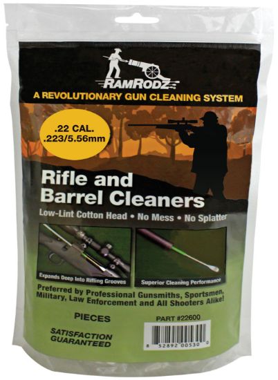 Picture of Ramrodz 22600 Barrel Cleaner 5.56Mm/223 Cal Rifle Cotton/Bamboo 3" Long Cotton Brush 600 Per Bag 