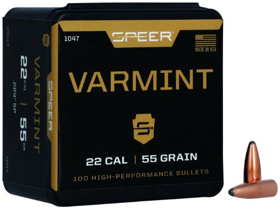 Picture of Speer 1047 Varmint 22 Cal .224 55 Gr Jacketed Soft Point 100 Per Box/ 5 Case 