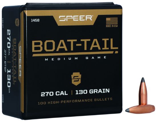 Picture of Speer 1458 Boat-Tail 270 Cal .277 130 Gr Spitzer Boat Tail Soft Point 100 Per Box/ 5 Case 