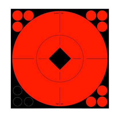 Picture of Birchwood Casey 33916 Target Spots Self-Adhesive Paper Black/Red 8" Bullseye Includes Pasters 8 Per Pkg 