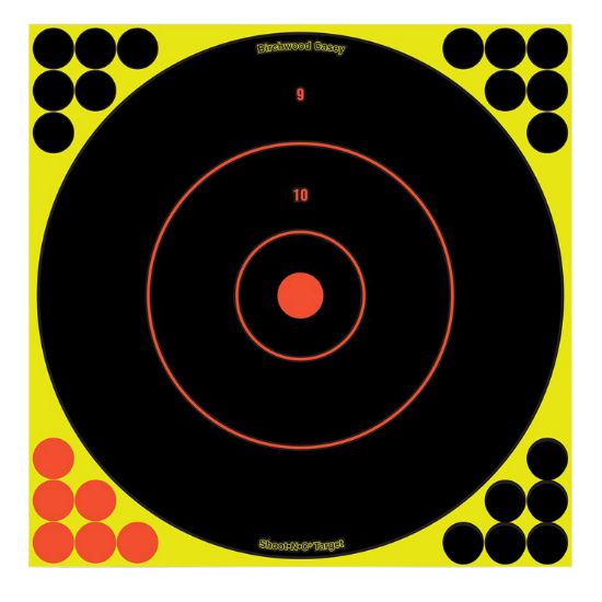 Picture of Birchwood Casey 34022 Shoot-N-C Reactive Target Self-Adhesive Paper Muzzleloader/Shotgun Black/Yellow 200+ Yds 12" Bullseye Includes Pasters 12 Pk 