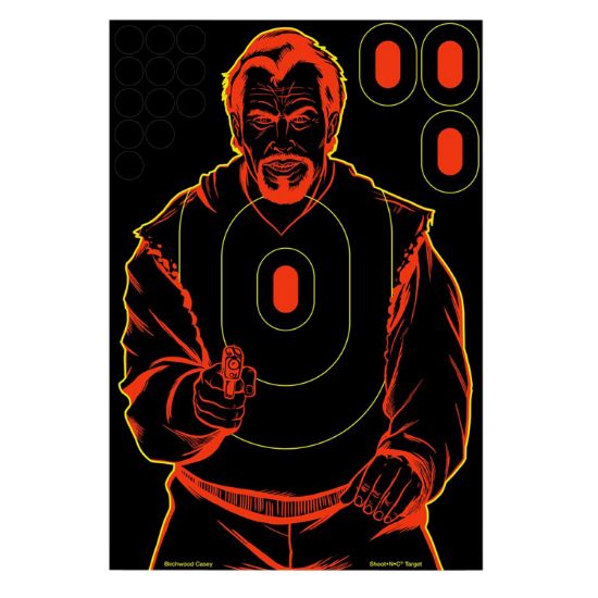 Picture of Birchwood Casey 34645 Shoot-N-C Reactive Target Self-Adhesive Paper Handgun Black/Red Silhouette Includes Pasters 5 Pack 