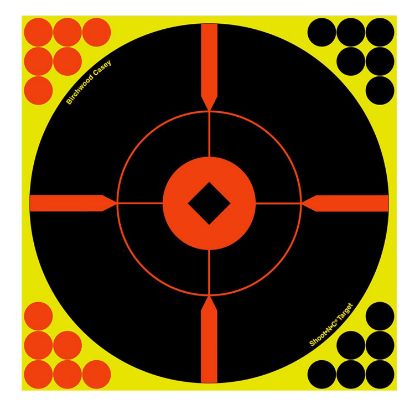 Picture of Birchwood Casey 34806 Shoot-N-C Reactive Target Self-Adhesive Paper Air Rifle/Centerfire Rifle/Rimfire Rifle Black/Yellow 8" Bullseye Bmw Includes Pasters 6 Pack 