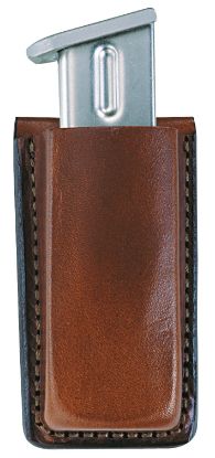 Picture of Bianchi 10734 Open Top Mag Pouch Single Tan Leather Belt Clip Compatible W/ 9Mm/10Mm/40/45 Belts 1.75" Wide 
