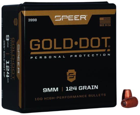 Picture of Speer 3998 Gold Dot Personal Protection 9Mm .355 124 Gr Hollow Point 100 Per Box/ 5 Case 