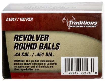 Picture of Traditions A1647 Revolver 44 Cal Lead Ball .451 Dia 140 Gr/ 100 Per Box 