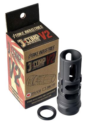 Picture of Strike Industries Jcomp2223 Jcomp Gen 2 Black Steel W/ 1/2"-28 Tpi Threads 2.55" Oal 0.26" Diameter 0.87" Diameter 5.56X45mm Nato Fits Ar-Platform 