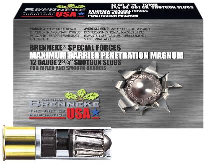 Picture of Brenneke Sl122mbpm Special Forces Maximum Barrier Penetration Magnum 12 Gauge 2.75" 1 3/8 Oz Slug Shot 5 Per Box/ 50 Case 