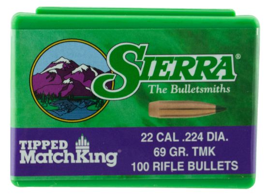 Picture of Sierra 7169 Tipped Matchking .22 Cal .224 69 Gr Tipped Matchking/ 100 Per Box 