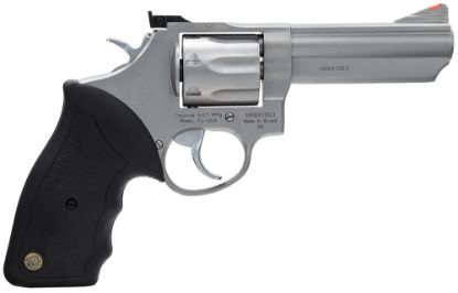 Picture of Taurus 2660049 66 38 Special +P/357 Mag 7 Shot 4" Barrel, Overall Matte Stainless Steel, Black Finger Grooved Rubber Grip 