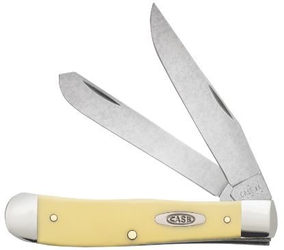 Picture of Case 00161 Trapper 3.25"/3.27" Folding Clip Point/Spey Plain Tumble Polish Chrome Vanadium Steel Blade/Yellow Synthetic Handle 