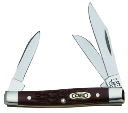 Picture of Case 00081 Stockman Small 2"/1.5"/1.49" Folding Clip/Sheepfoot/Pen Plain As-Ground Stainless Steel Blade/ Brown Jigged Synthetic Handle 