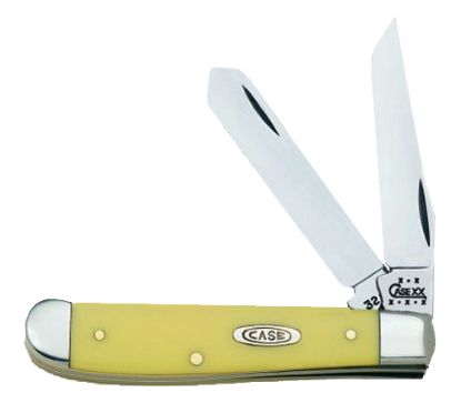 Picture of Case 00029 Trapper Mini 2.70"/2.75" Folding Clip Point/Spey Plain Tumble Polish Chrome Vanadium Steel Blade/Smooth Yellow Synthetic Handle 