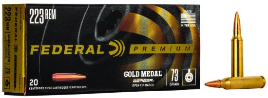 Picture of Federal Gm223bh73 Premium Gold Medal 223 Rem 73 Gr Berger Open Tip Match 20 Per Box/ 10 Case 