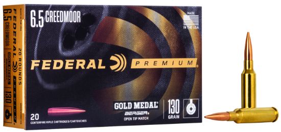 Picture of Federal Gm65crdbh130 Premium Gold Medal 6.5 Creedmoor 130 Gr Berger Hybrid Open Tip Match 20 Per Box/ 10 Case 