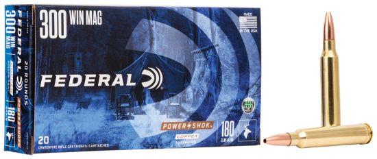 Picture of Federal A300w180lfa Power-Shok Copper 300 Win Mag 180 Gr Copper Hollow Point 20 Per Box/10 Case 